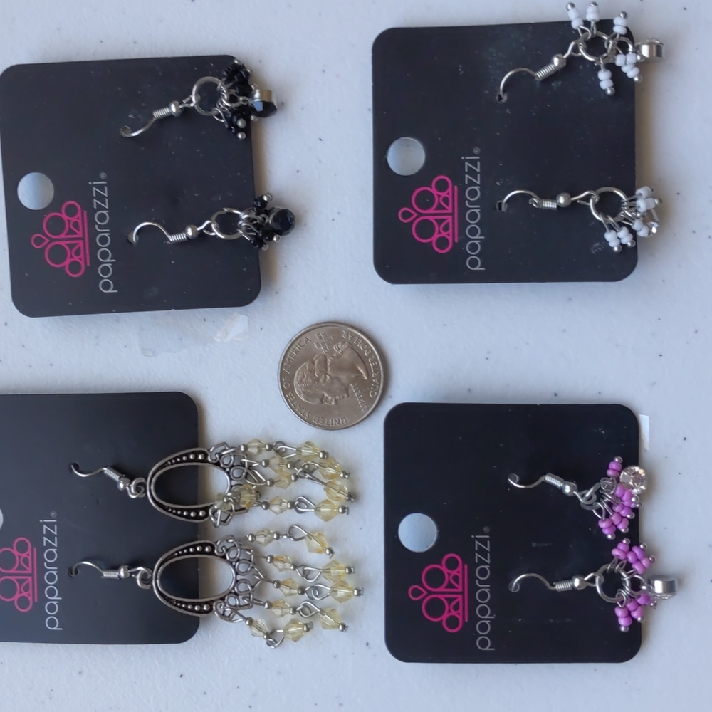 Paparazzi Jewelry Lot of 4 Seed Bead White Black Purple Yellow